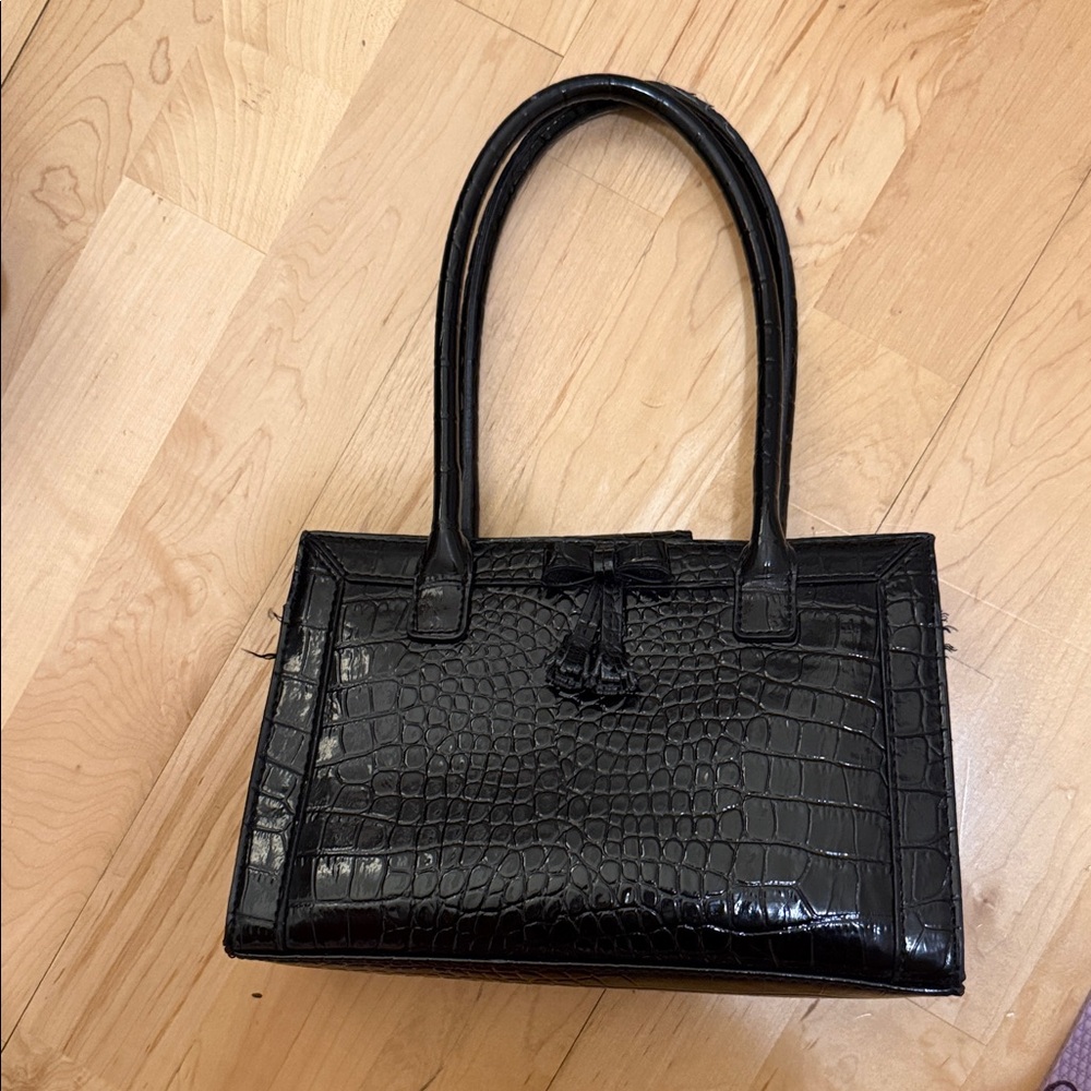 Liz Claiborne Black Crocodile-Embossed Women's Handbag